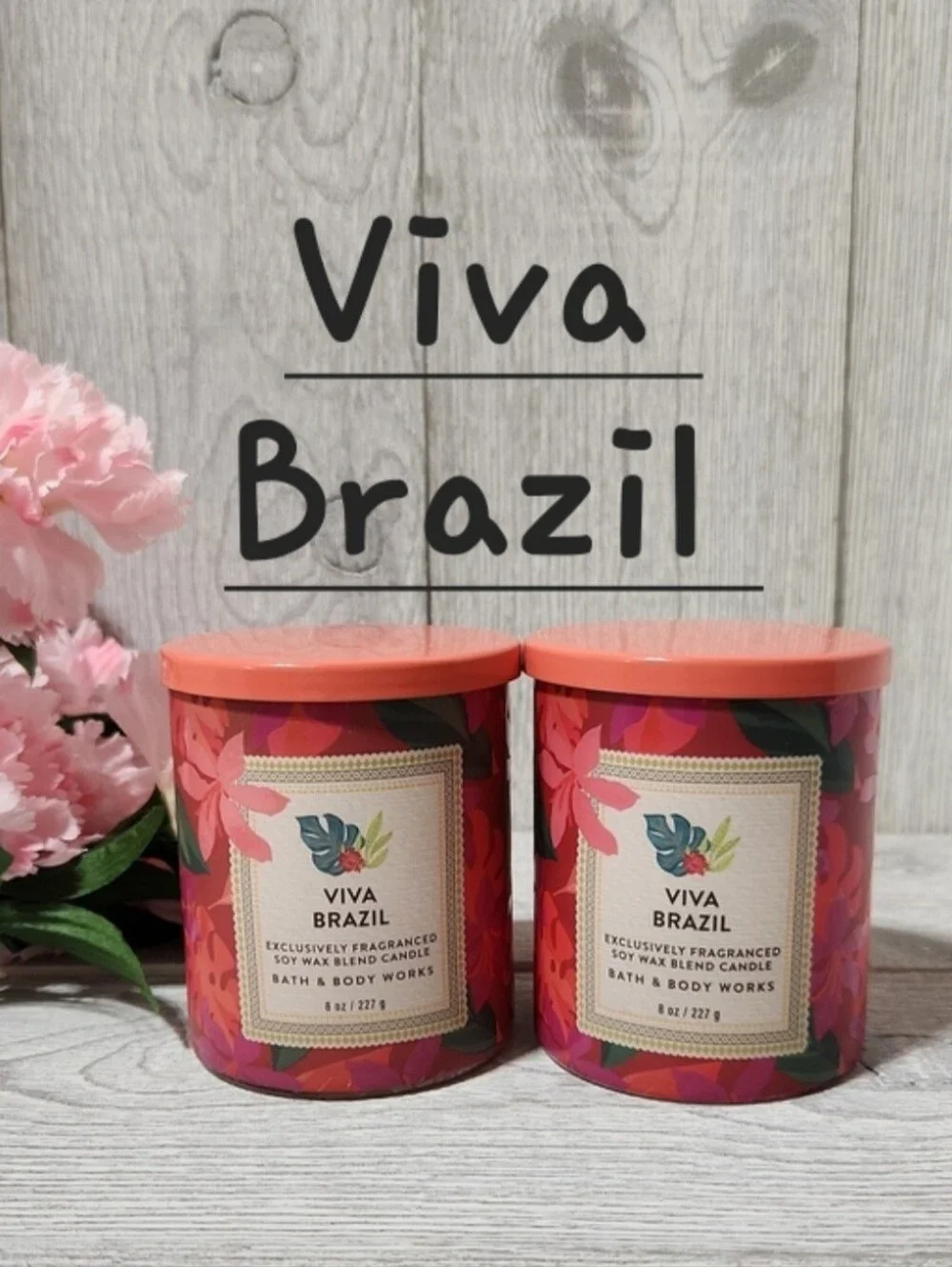 Bath & Body Works Viva Brazil 8oz Single Wick Candles X2 - Picture 1 of 4